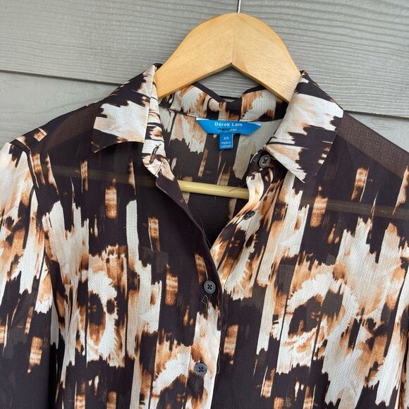 Derek Lam 4 DesigNation Rose Papaya Chiffon Dress Blouse - Picture 3 of 7